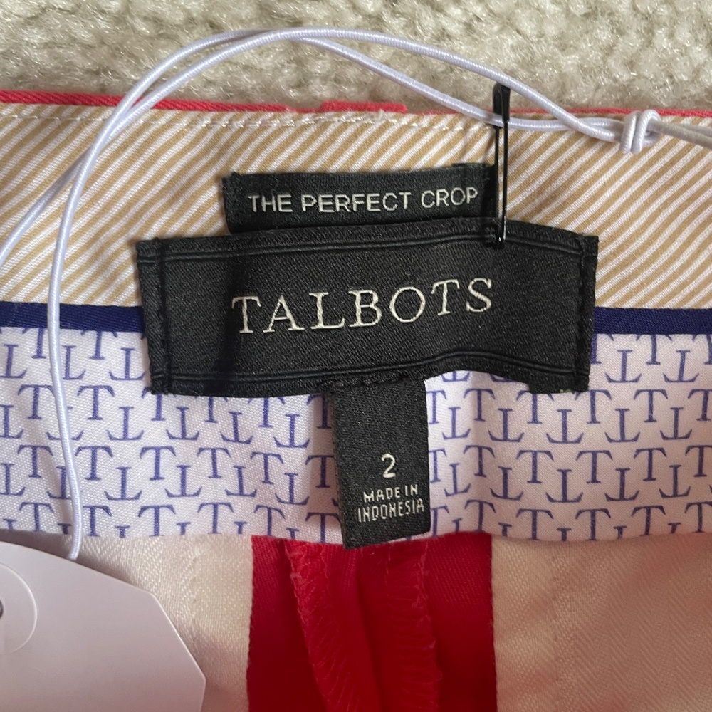 💕2 for $15💕 Talbots Red Pink Coral The Perfect Crop Pant size 2 - Picture 3 of 4
